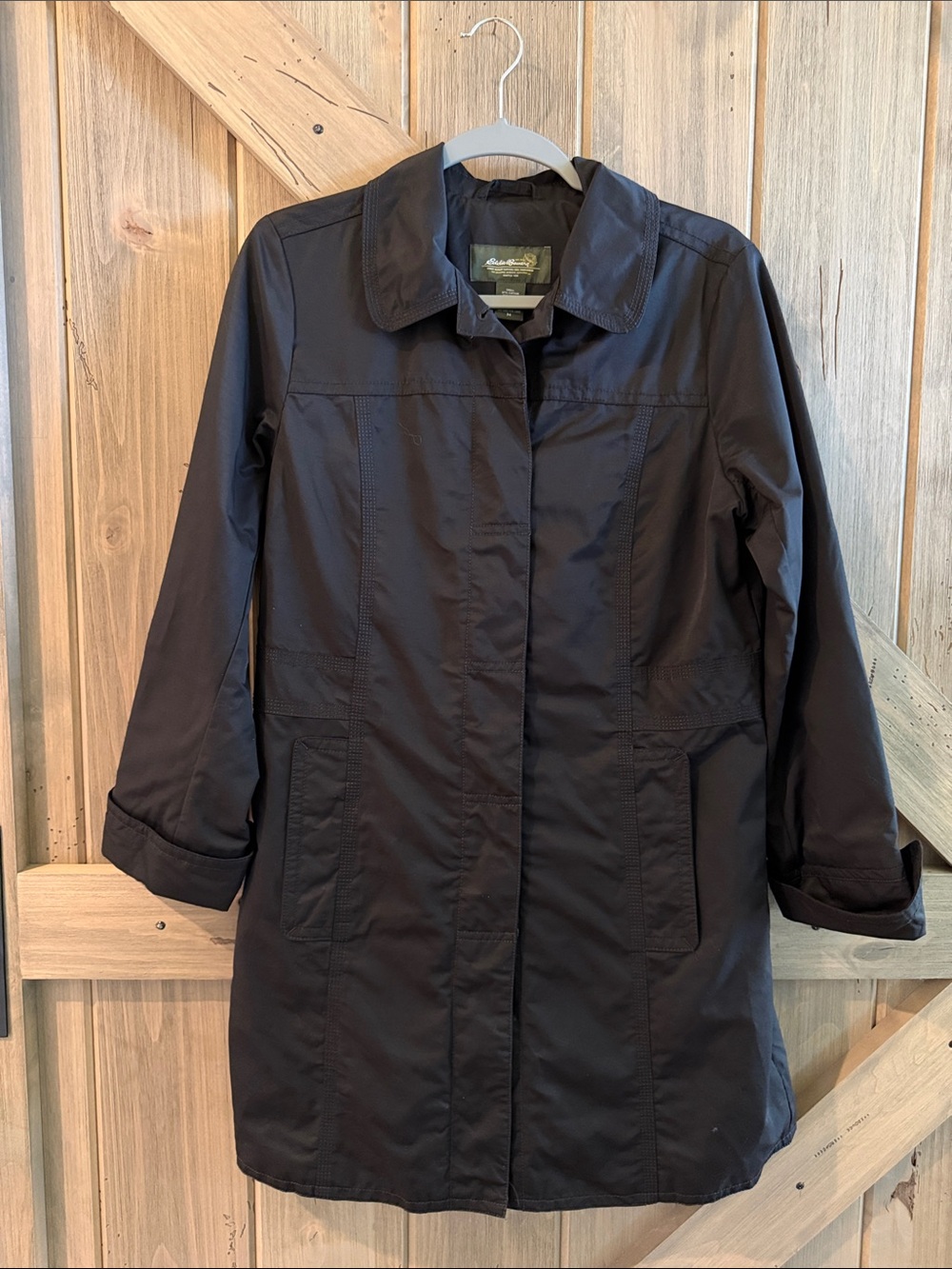 Eddie Bauer Black Women's Button Up Trench Coat Size M
